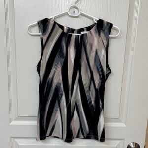 Calvin Klein Black and Blush Abstract Sleeveless Blouse